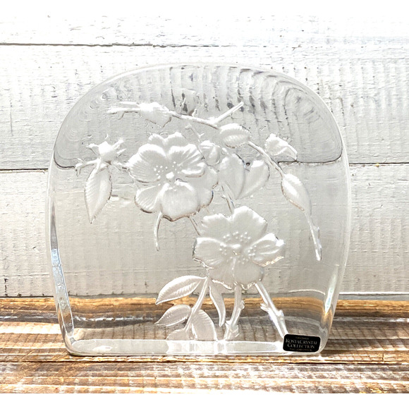 Vintage Kosta Crystal Collection Embossed Dogwood Flowers Art Glass Jackie Lynd - Picture 2 of 12